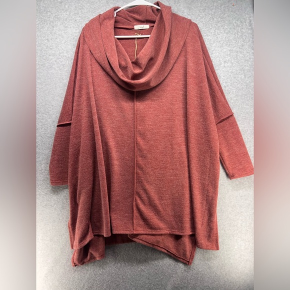 easel Sweaters - Easel Women's Cowl Neck Sweater in Deep Rust